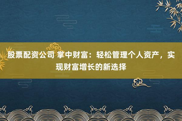 股票配资公司 掌中财富：轻松管理个人资产，实现财富增长的新选择