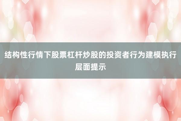 结构性行情下股票杠杆炒股的投资者行为建模执行层面提示