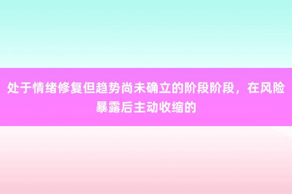 处于情绪修复但趋势尚未确立的阶段阶段，在风险暴露后主动收缩的