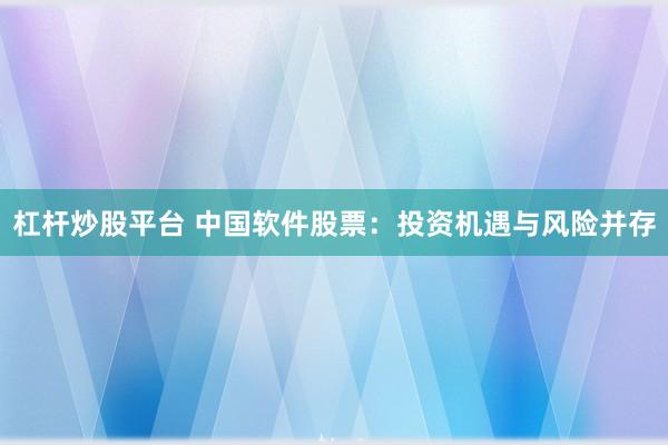 杠杆炒股平台 中国软件股票：投资机遇与风险并存
