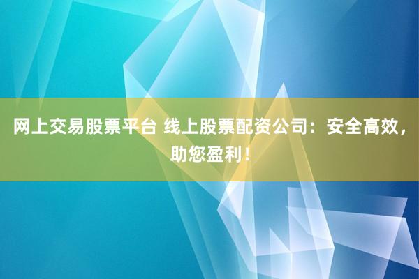网上交易股票平台 线上股票配资公司:安全高效,助您盈利!