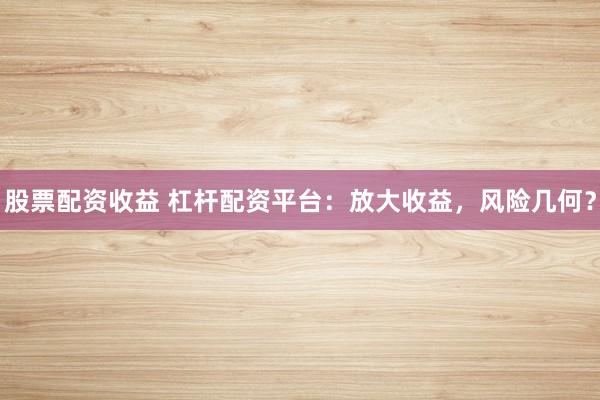 股票配资收益 杠杆配资平台:放大收益,风险几何?