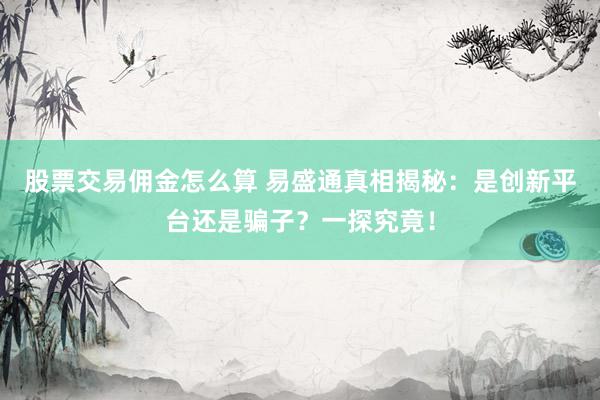 股票交易佣金怎么算 易盛通真相揭秘：是创新平台还是骗子？一探究竟！