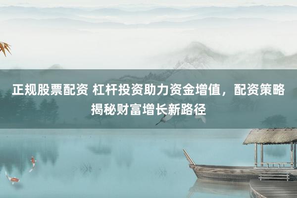 正规股票配资 杠杆投资助力资金增值，配资策略揭秘财富增长新路径