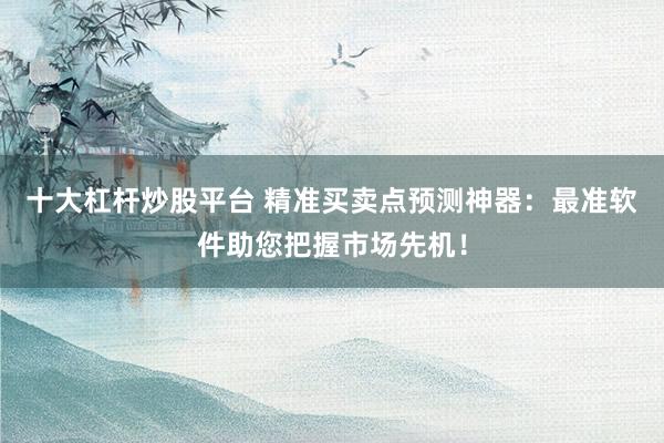 十大杠杆炒股平台 精准买卖点预测神器：最准软件助您把握市场先机！